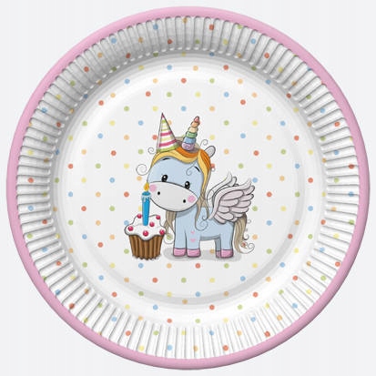 

Talerzyki Jednorożec Urodziny Kropki Party 18 CM