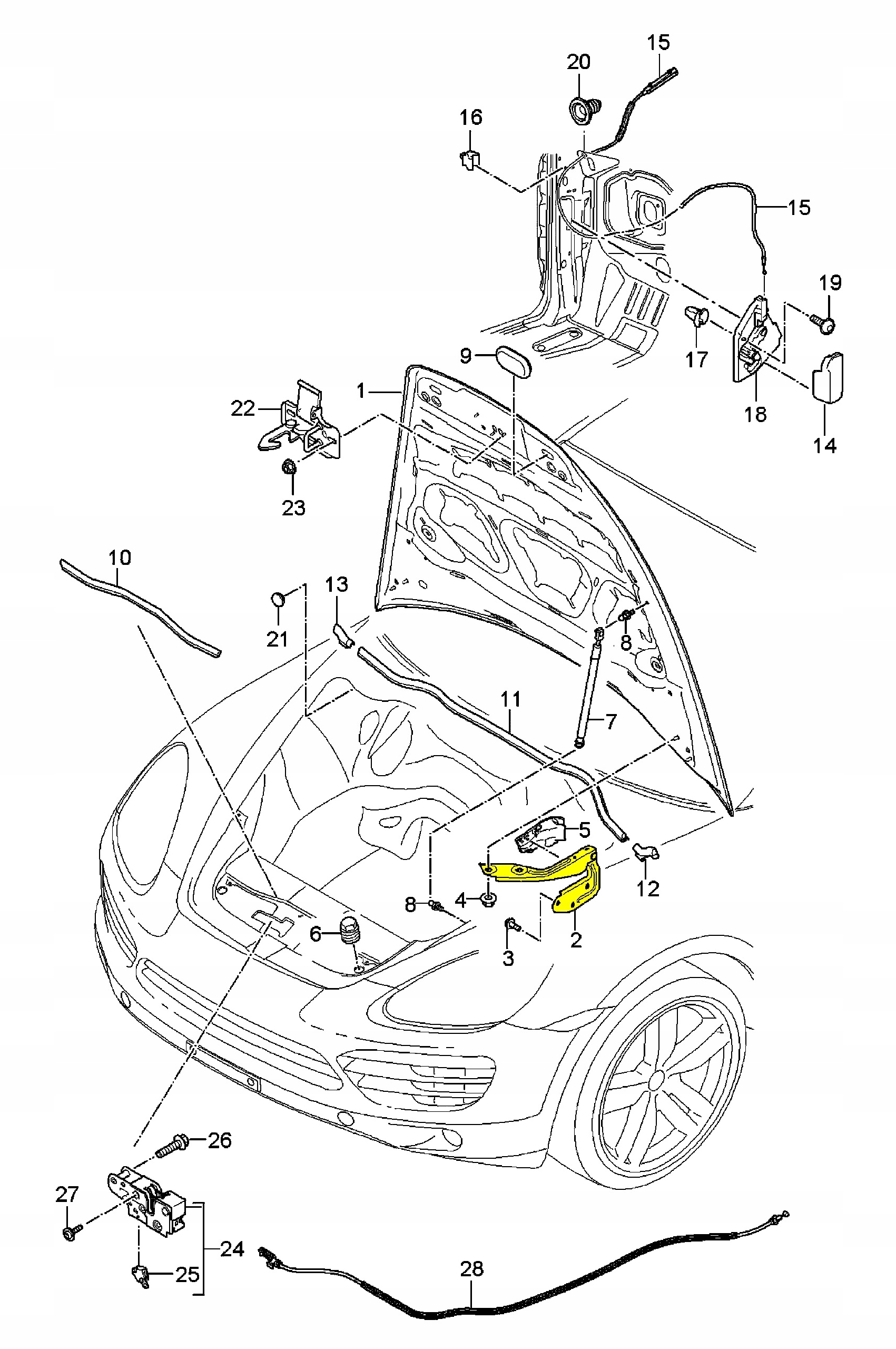 Porsche Cayenne II 7P5 958 ZAWIAS MASKI KLAPY POKRYWY SILNIKA LEWY 10-14 Producent części Inny