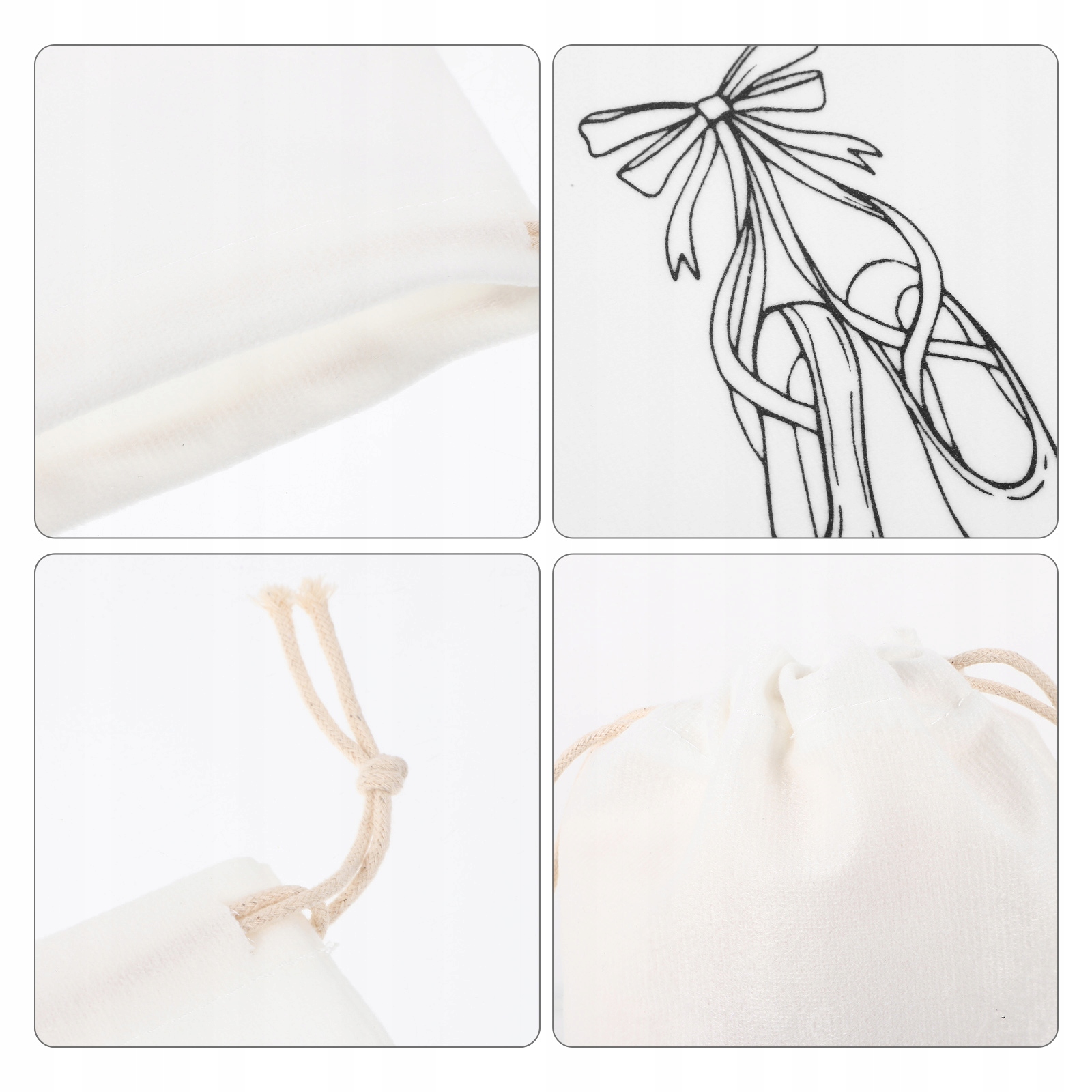 TORBA DO PRZECHOWYWANIA BUTY BALETOWE DAMSKA BAWEŁNIANA TANIEC 3 SZT Pojemność kieszeni 1 l