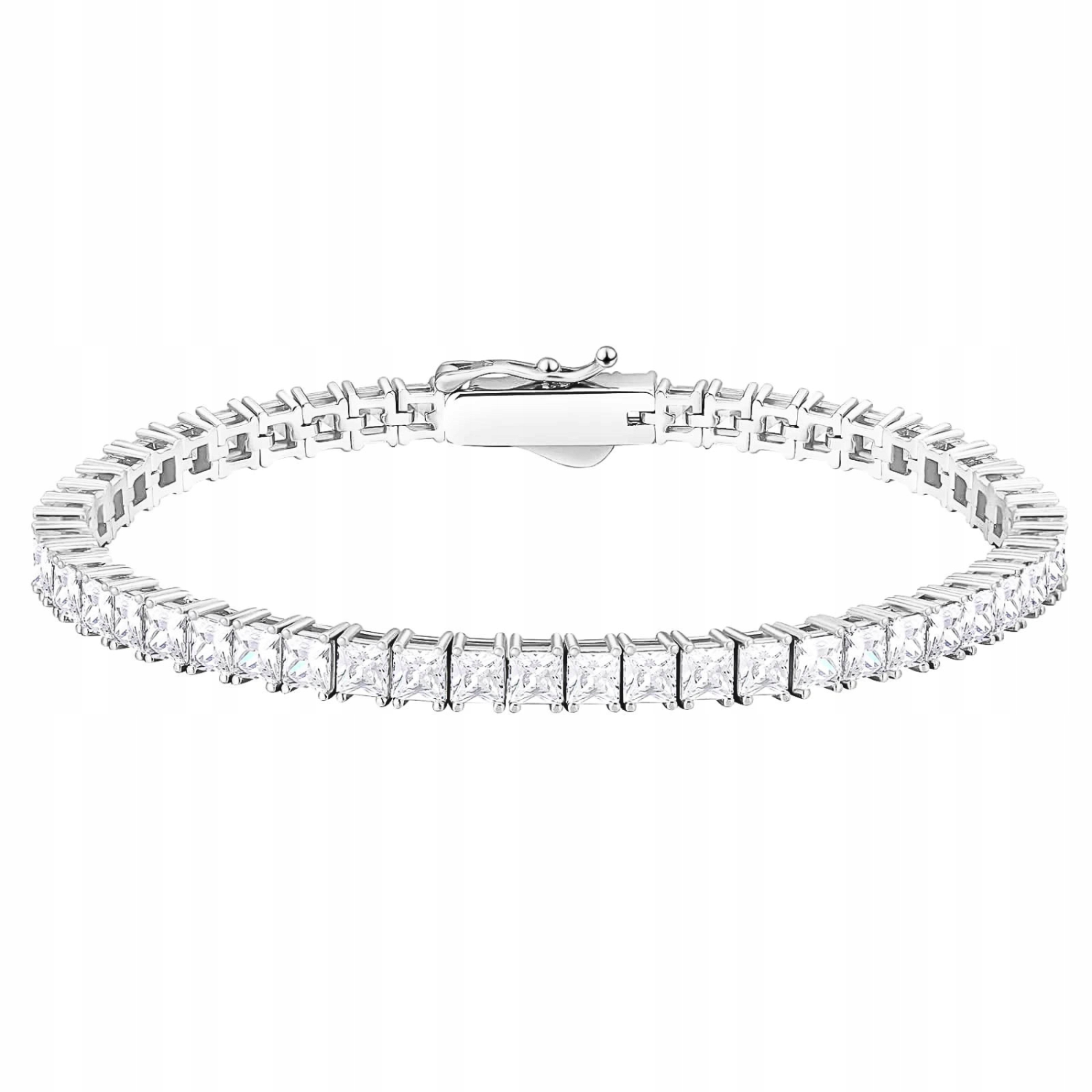 Bransoletka tenisowa srebro 925 3mm cyrkonie lśnienie pudełko