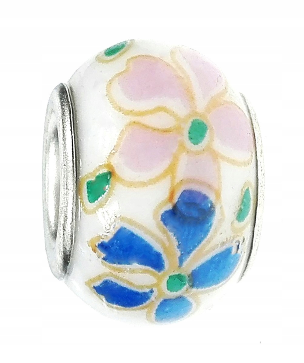 

Zawieszka beads ceramiczny kwiaty pudrowy róż