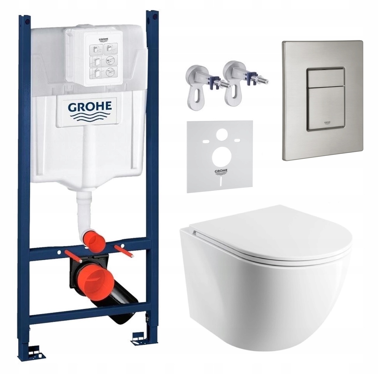 Zestaw Wc Stelaż Grohe Rapid z miską Spmwbp Przyciskiem stal nierdzewna mat