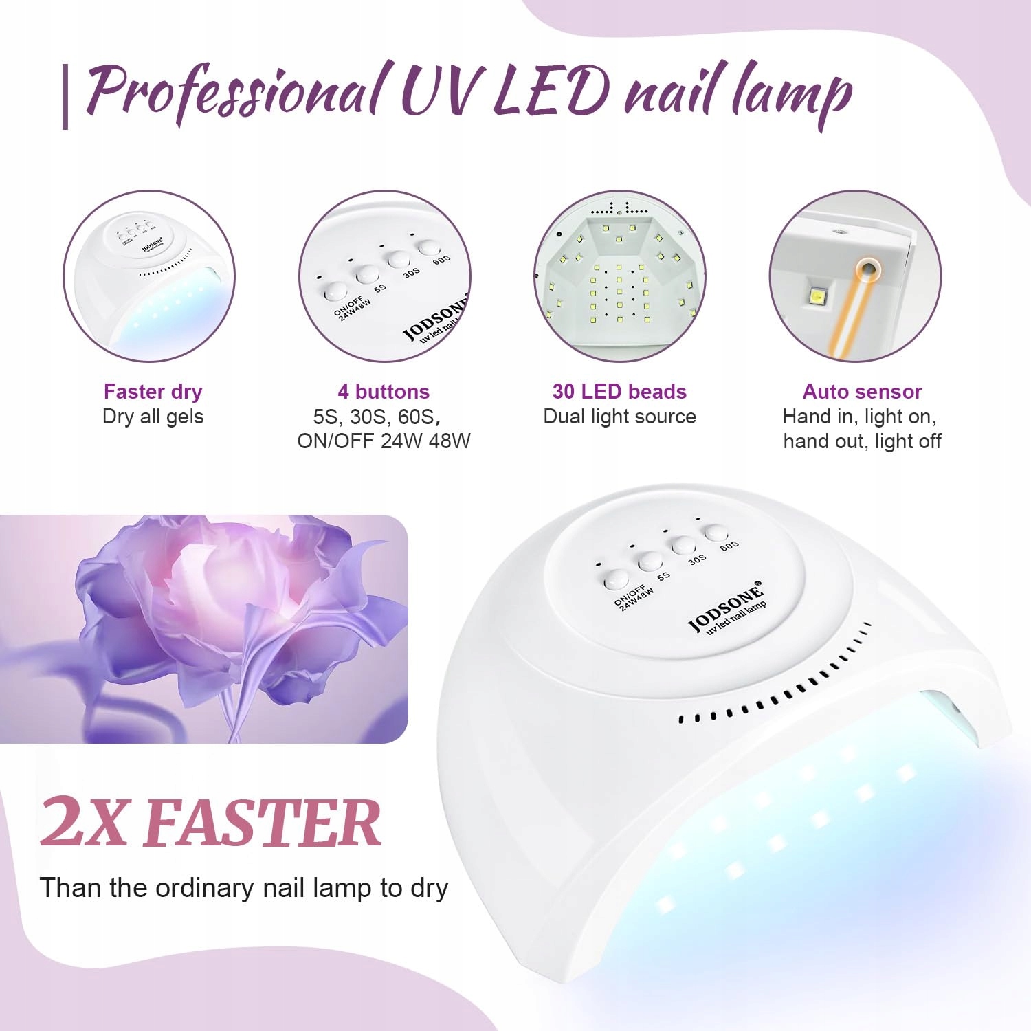 JODSONE 60 Lakierów Żelowych UV Lampa Baza Matowy i Błyszczący Top — miniatura 5