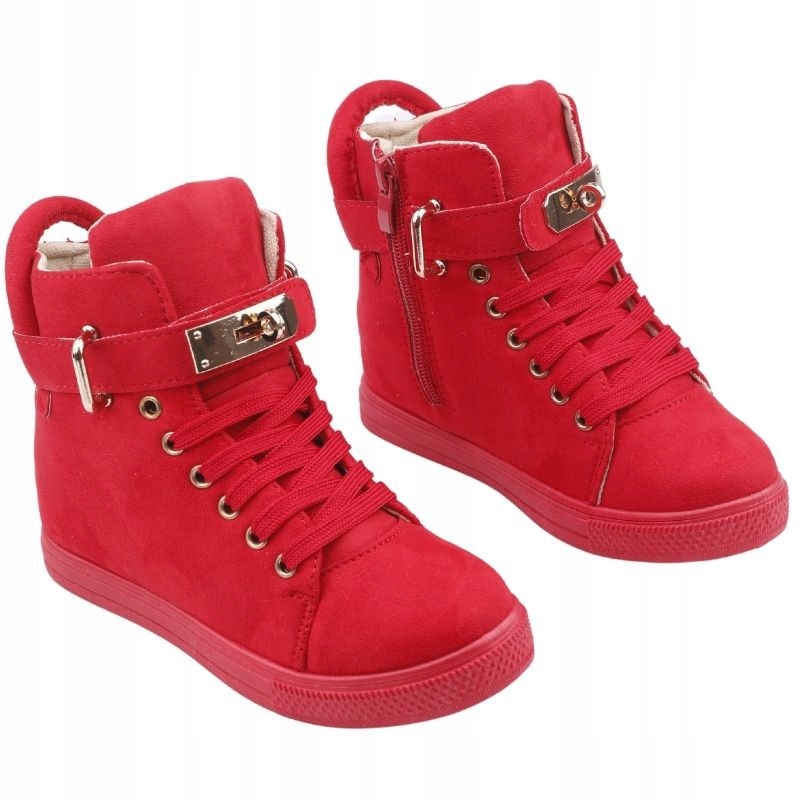 CZERWONE BOTKI DZIEWCZĘCE SNEAKERSY UKRYTE KOTURNY Stan opakowania oryginalne