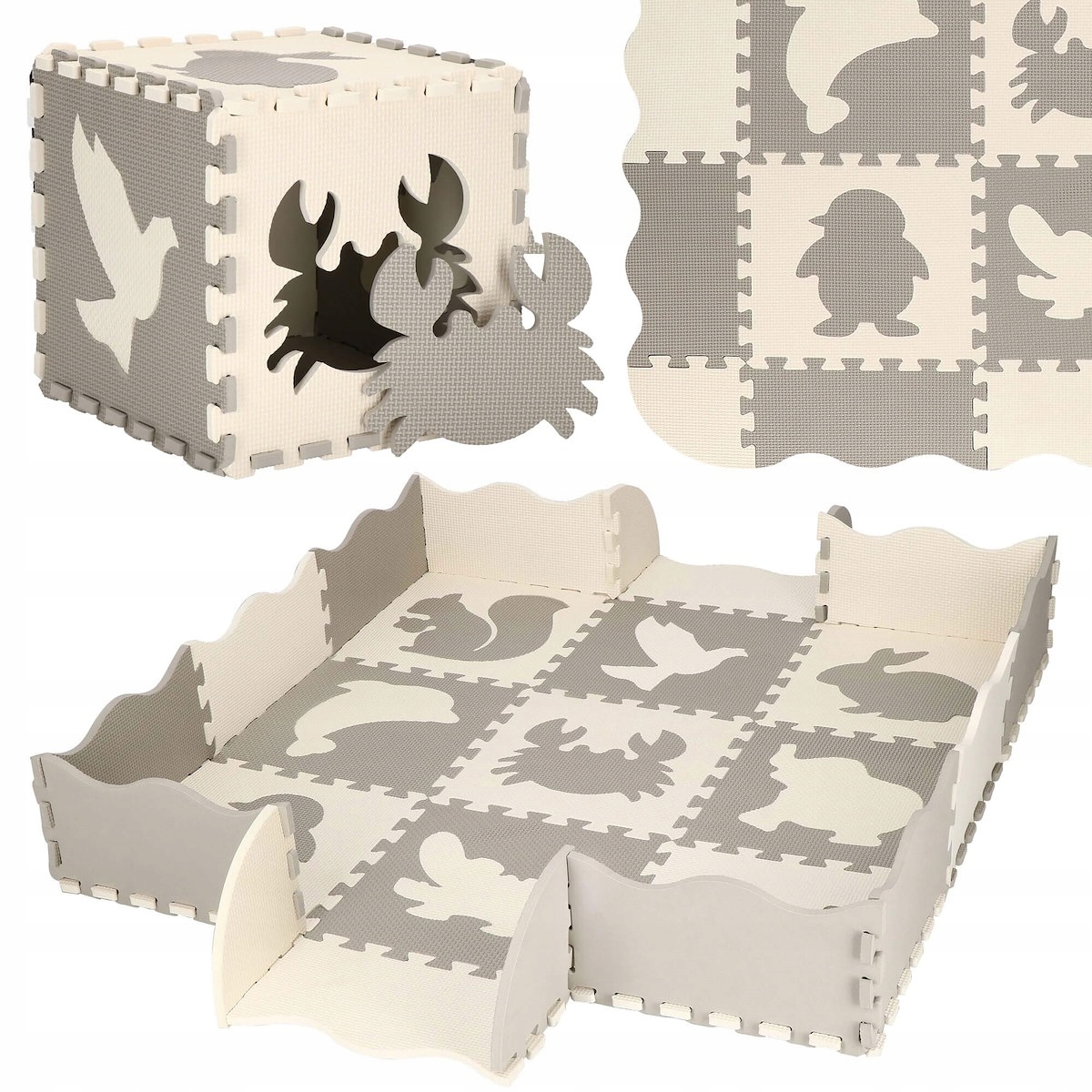 

Mata Piankowa Puzzle 120X120CM Dzieci Zwierzątka