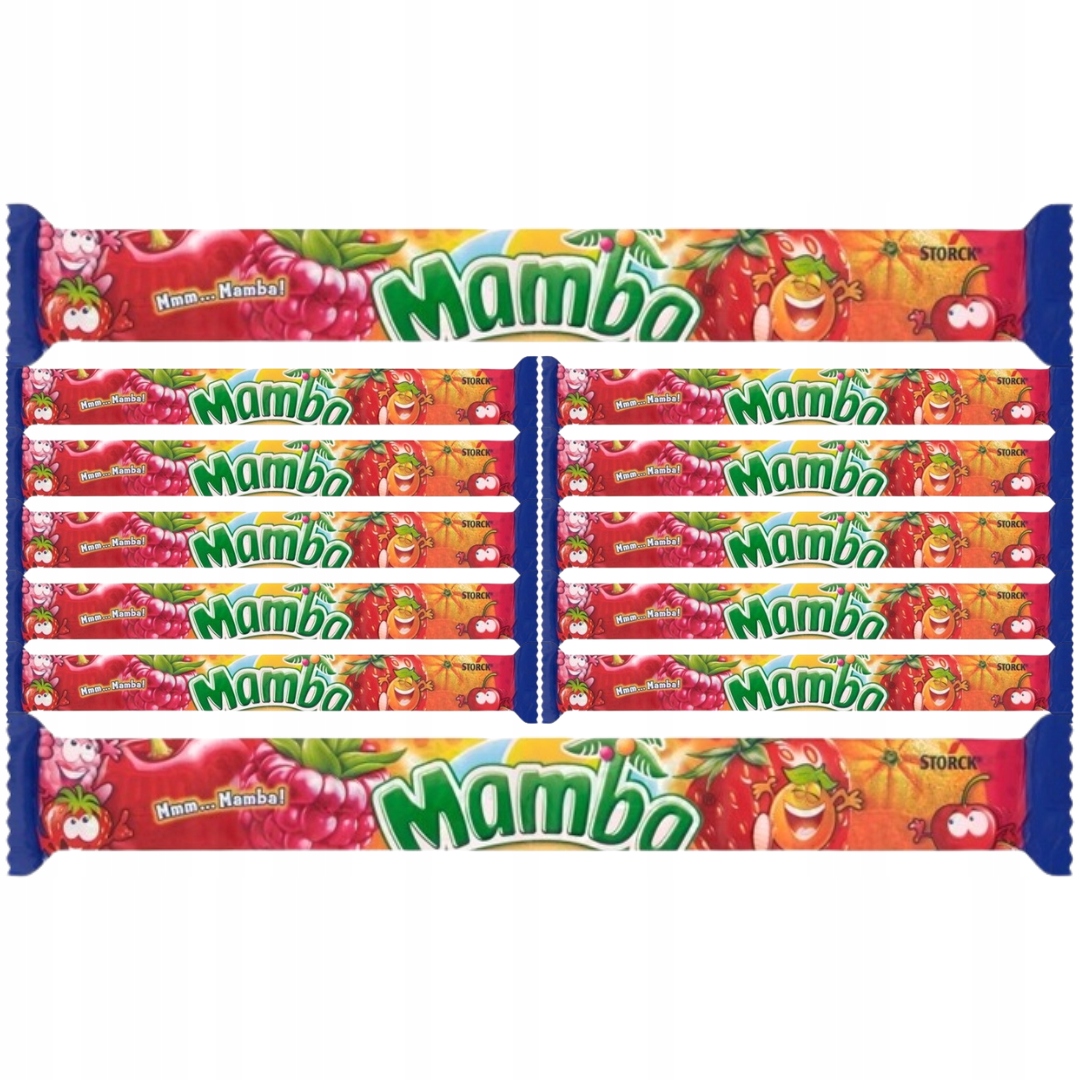 Levně Mamba Žvýkací bonbóny s ovocnou příchutí 106 g (4 x 26,5 g) X 12 kusů