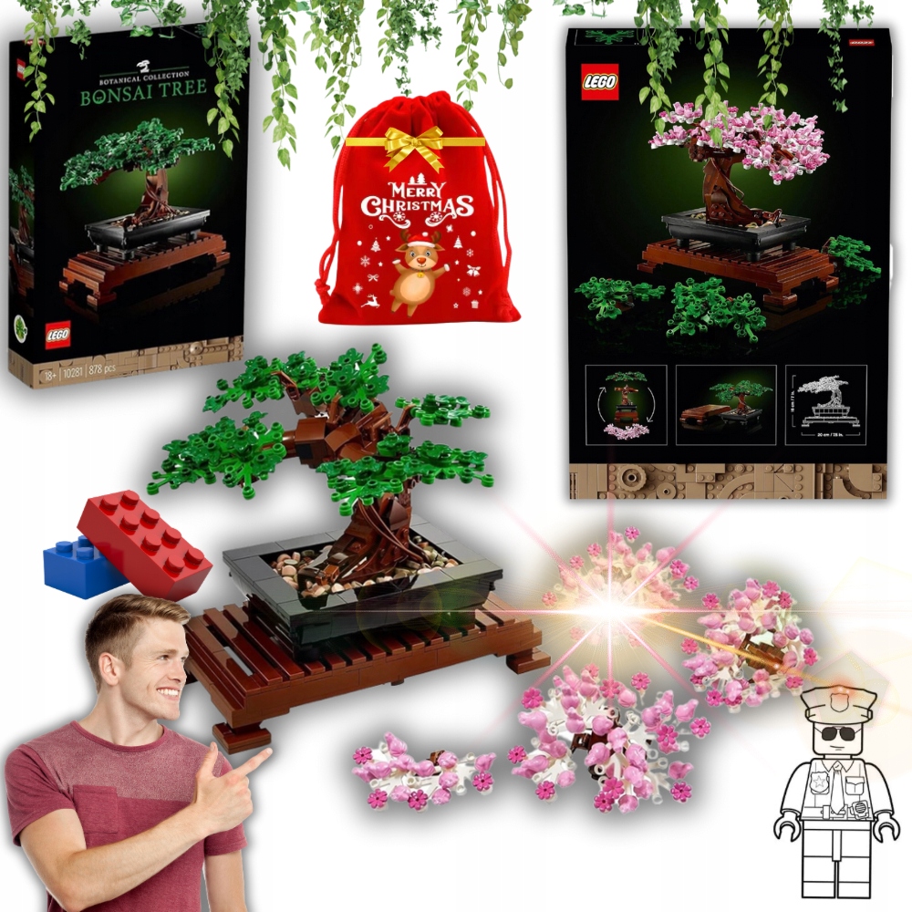 Sada Lego Icons Creator Stromek Bonsai 10281 Květiny Dárek Stavebnice Bonus