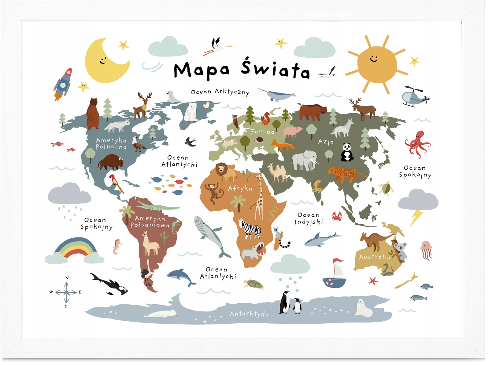 

Plakat edukacyjny dla dzieci 30x40 Mapa Świata