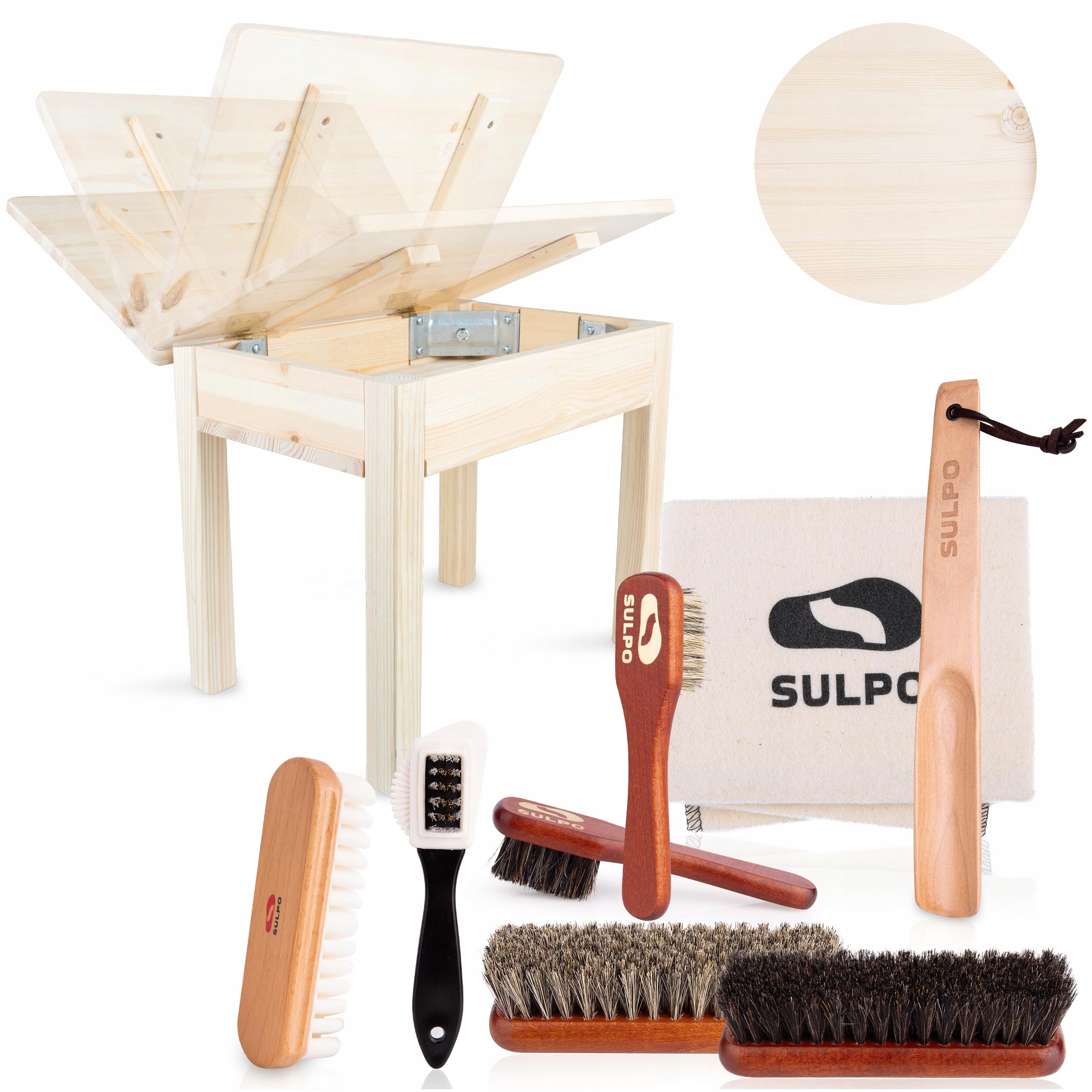 Sada Kartáčů, Koňské Štětiny, Lžíce Na Boty, Hadřík, Stolička, Kůže, Semiš