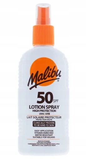 Malibu Sun Lotion Spray SPF50 Wodoodporny Spray Do Opalania Ochronny