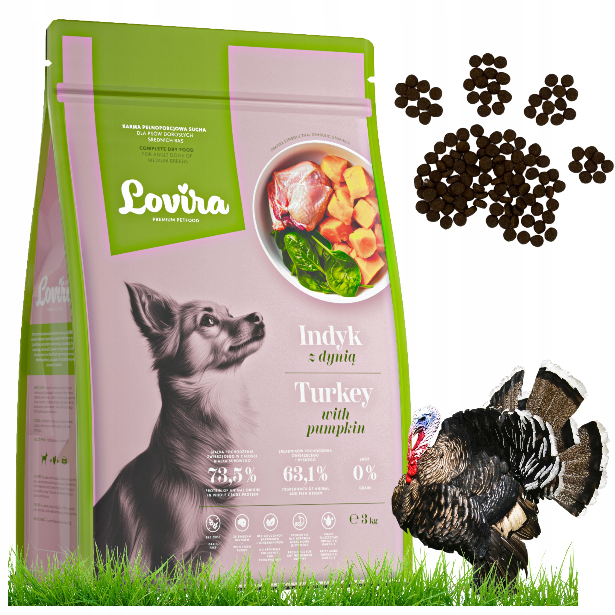 Levně Polské Suché Krmivo pro psy Premium Krůta bez obilovin bez kuřecího masa Vitamíny