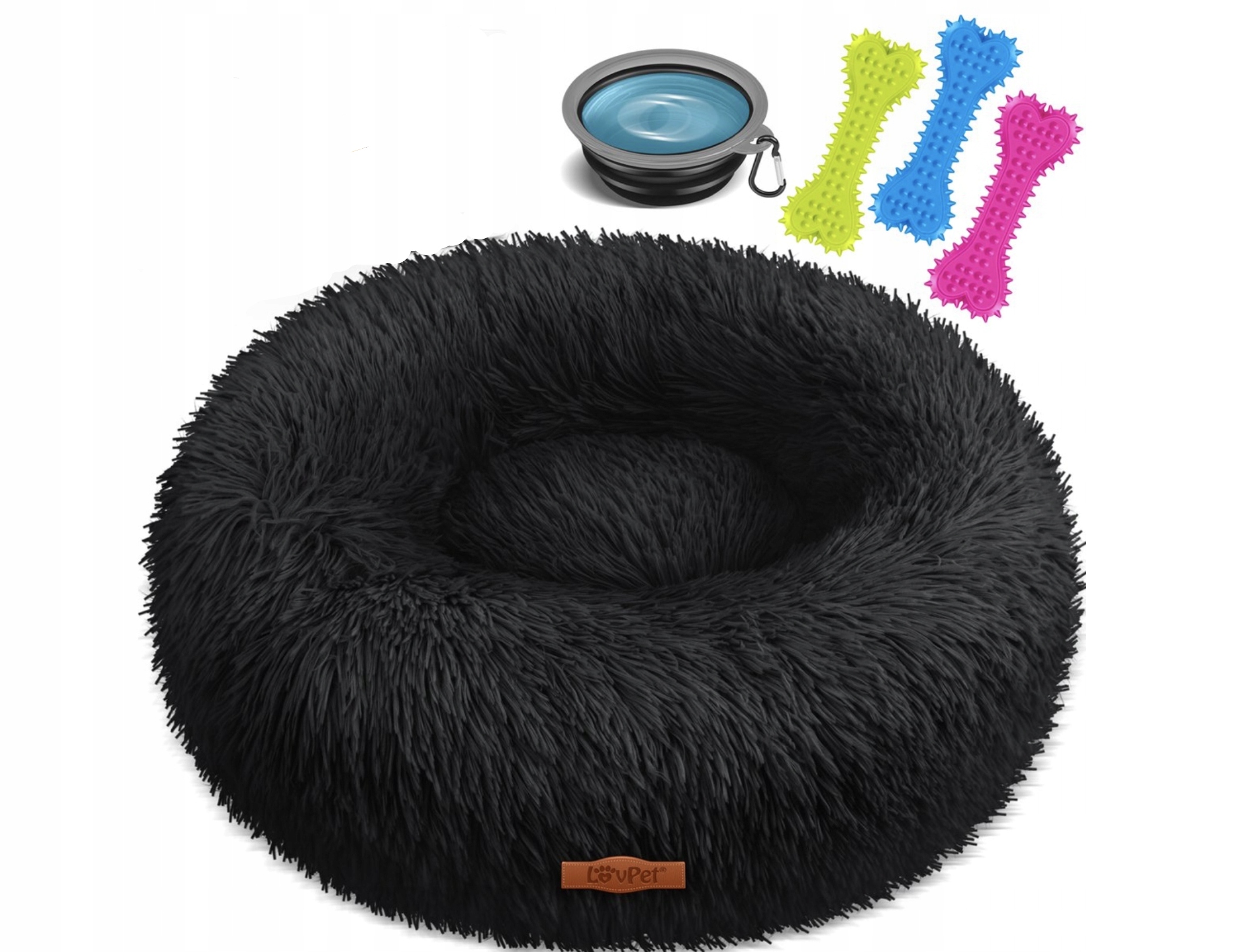 Levně LovePet Kulatý pelíšek pro psa černý 80 cm x 80 cm kes309