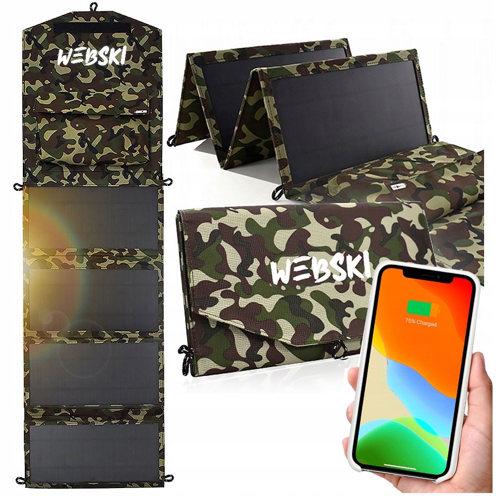 20W Solarny Panel Ładowarka Turystyczna Słoneczna Składana Mata Poczwórna