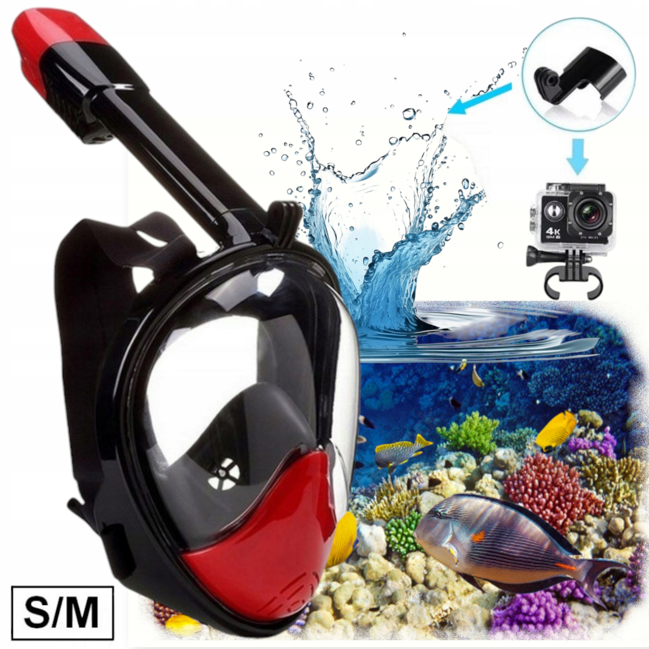 Potápěčské Brýle Celoobličejová s šnorchlem na šnorchlování