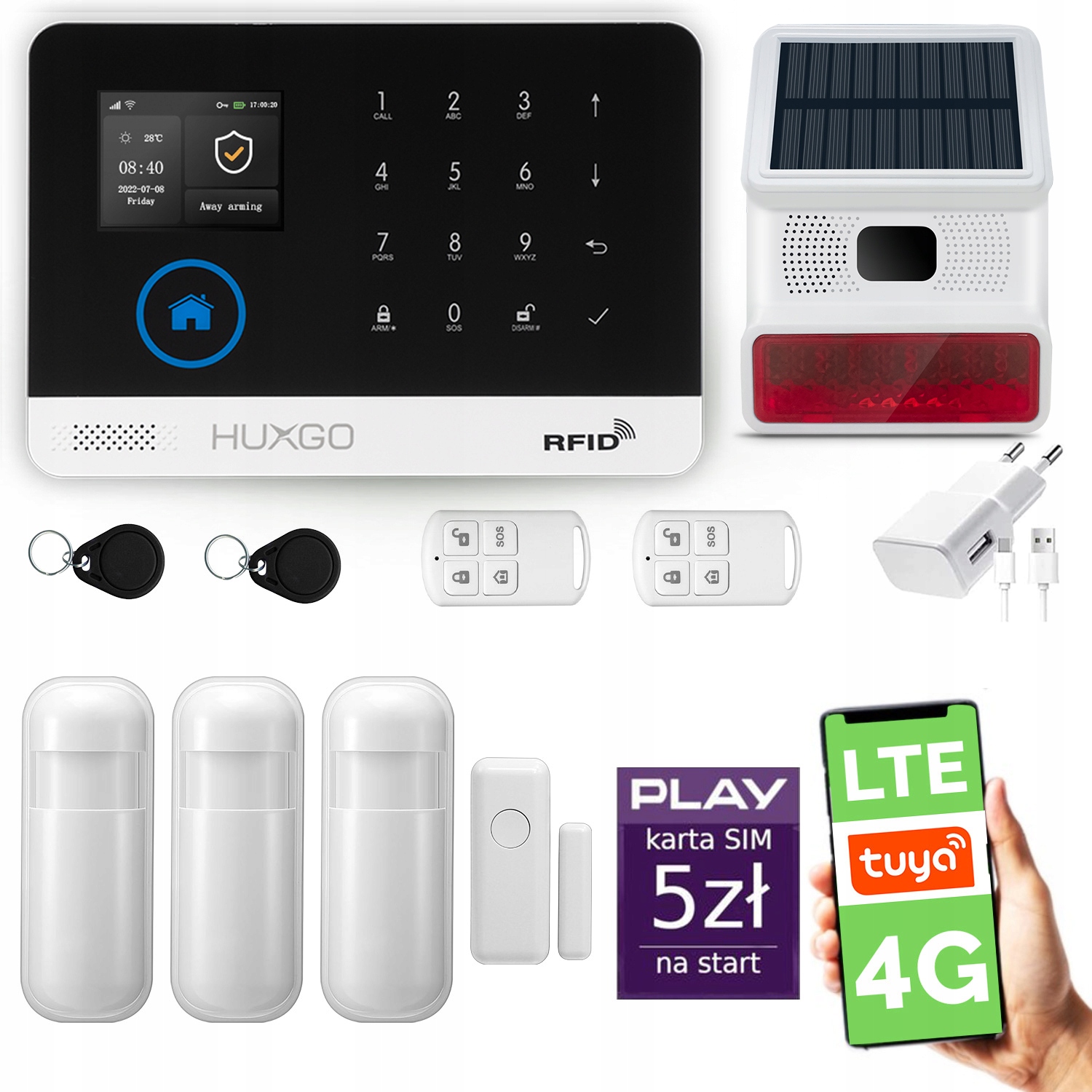 Bezdrôtový alarm WiFi Gsm 4G Lte s aplikáciou Tuya, Huxgo HXA003 4G