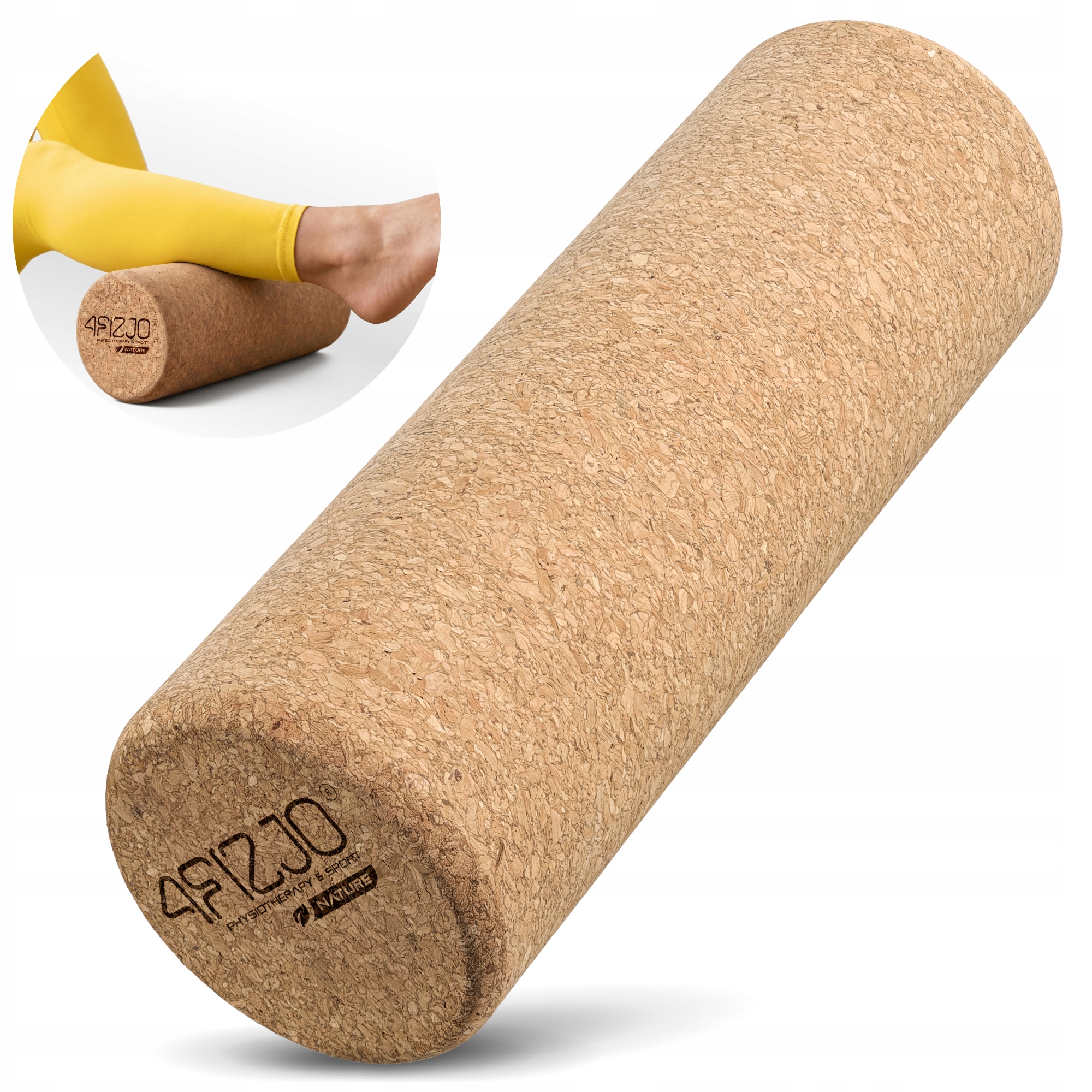 Wałek Roller Korkowy Do Masażu Ćwiczeń Gładki Rollowanie Naturalny 30 CM