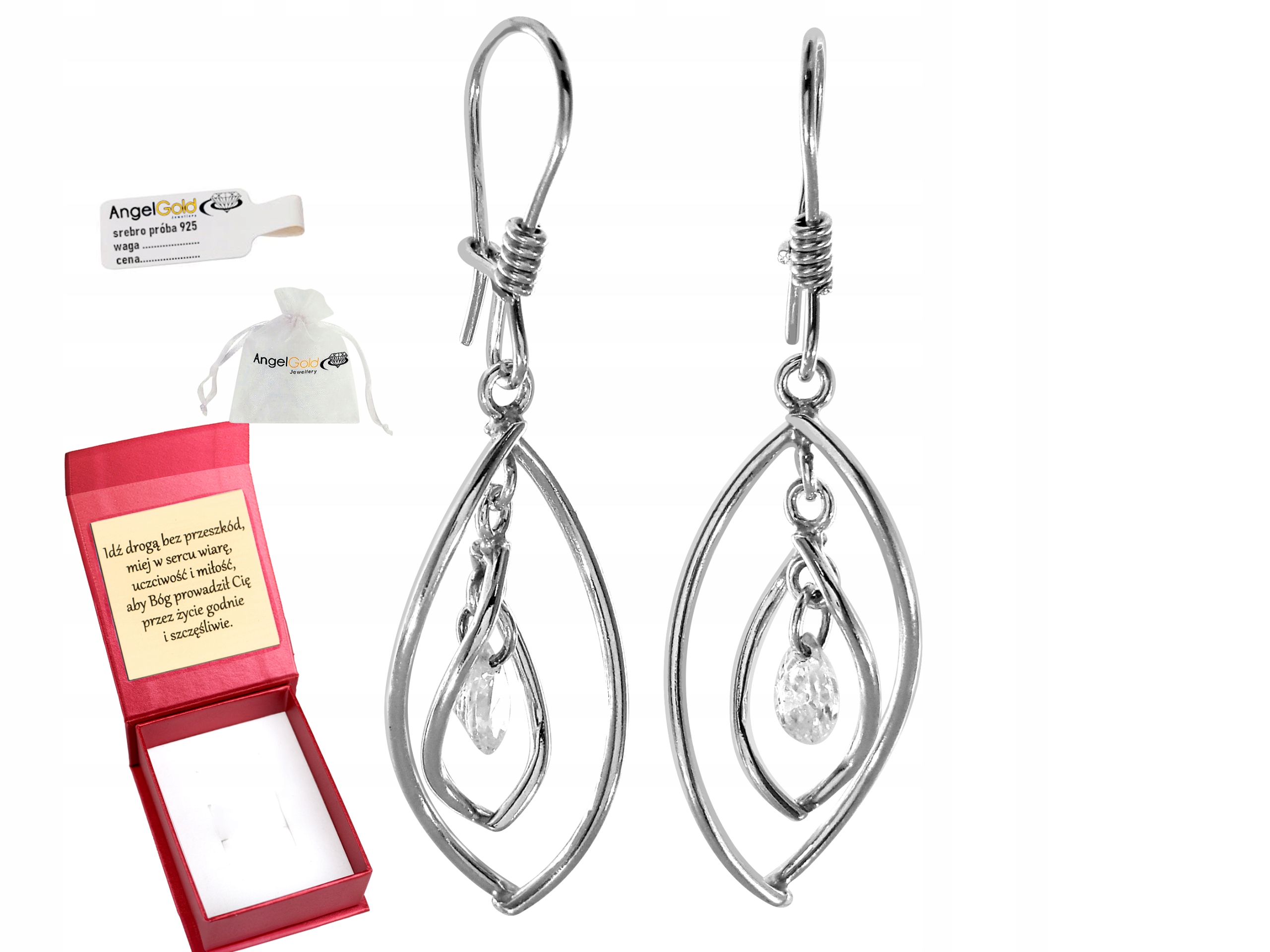 Náušnice Zavěšené Na Biglu Stříbro Ryzost 925 Zirkon