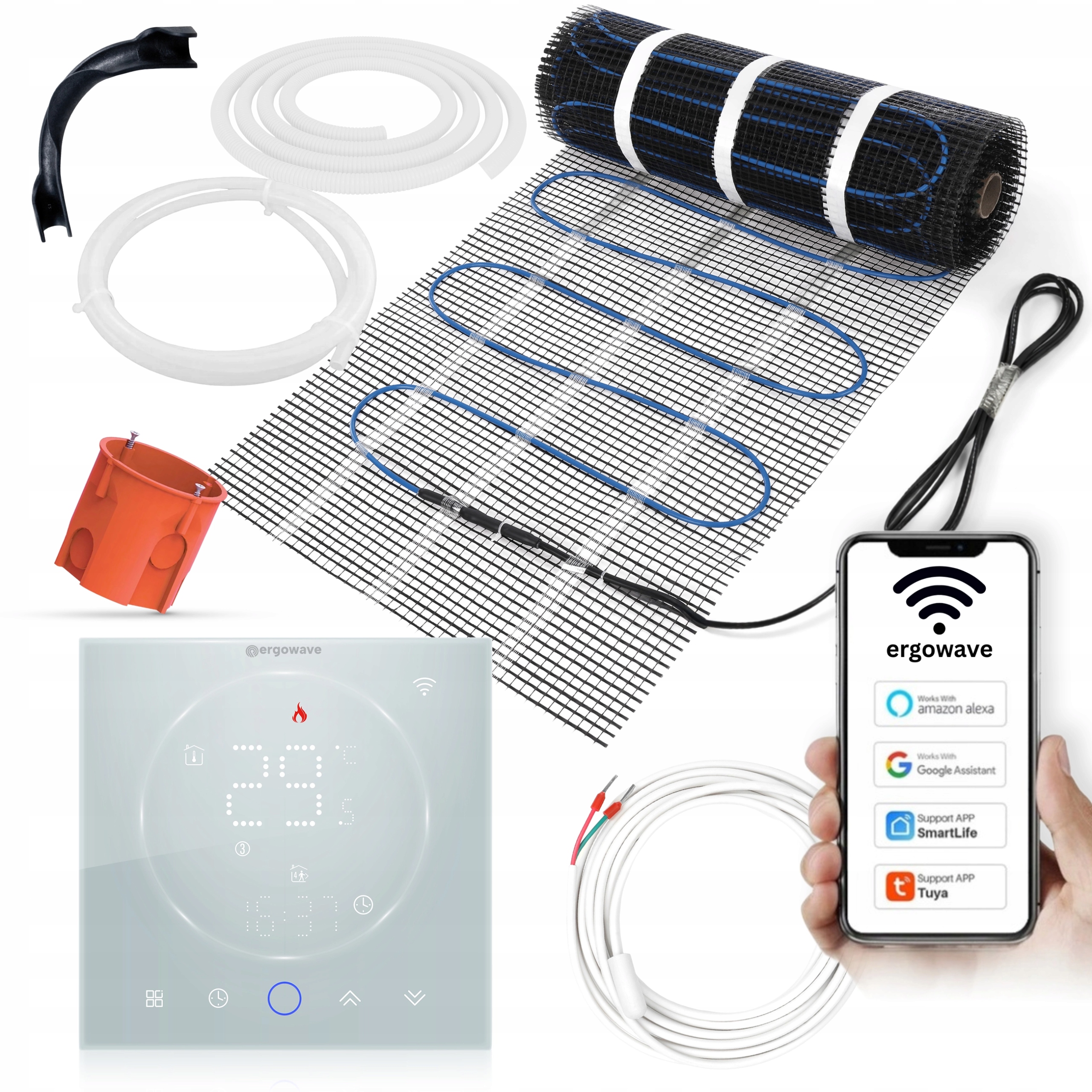 Vykurovacia rohož 160 W/m² WiFi termostat, sada pod dlaždice, rohož 1 m2