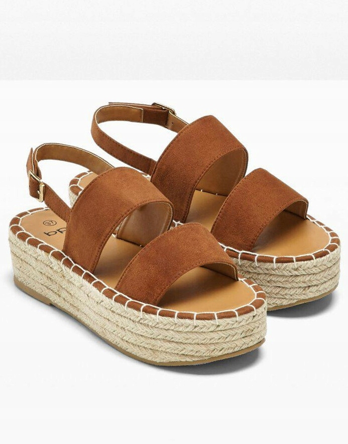 BONPRIX HNEDÉ SANDÁLE ESPADRILKY NA PLATFORME PRACKA 4ZV NH9__41