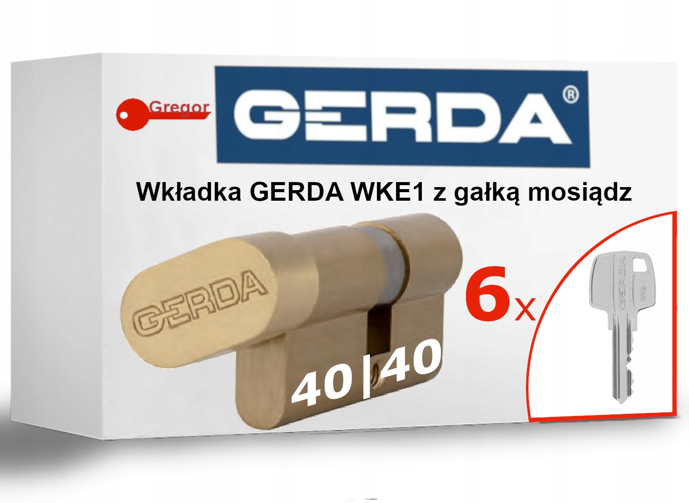 

Wkładka G40/40 z gałką Gerda mosiądz WKE1+6 kluczy
