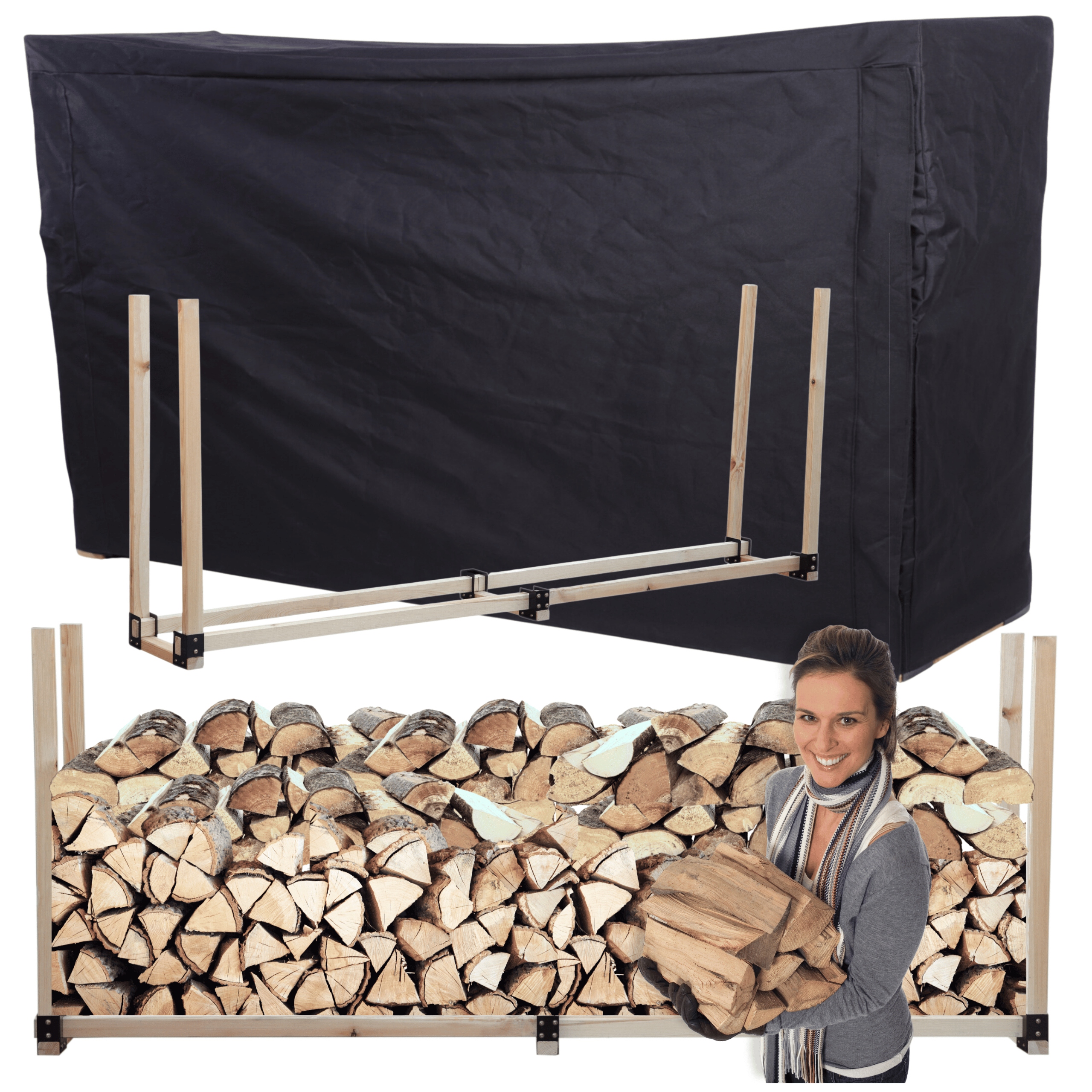 Stojan na krbové drevo prístrešok s krytom z dreva 1,2 m3 Eko Pevný