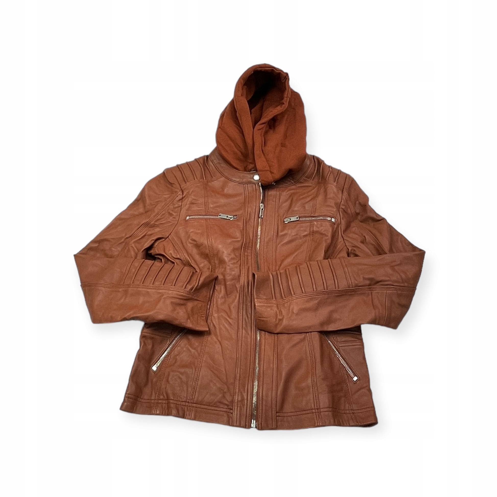 Dámská kožená bunda s kapucí Real Leather S