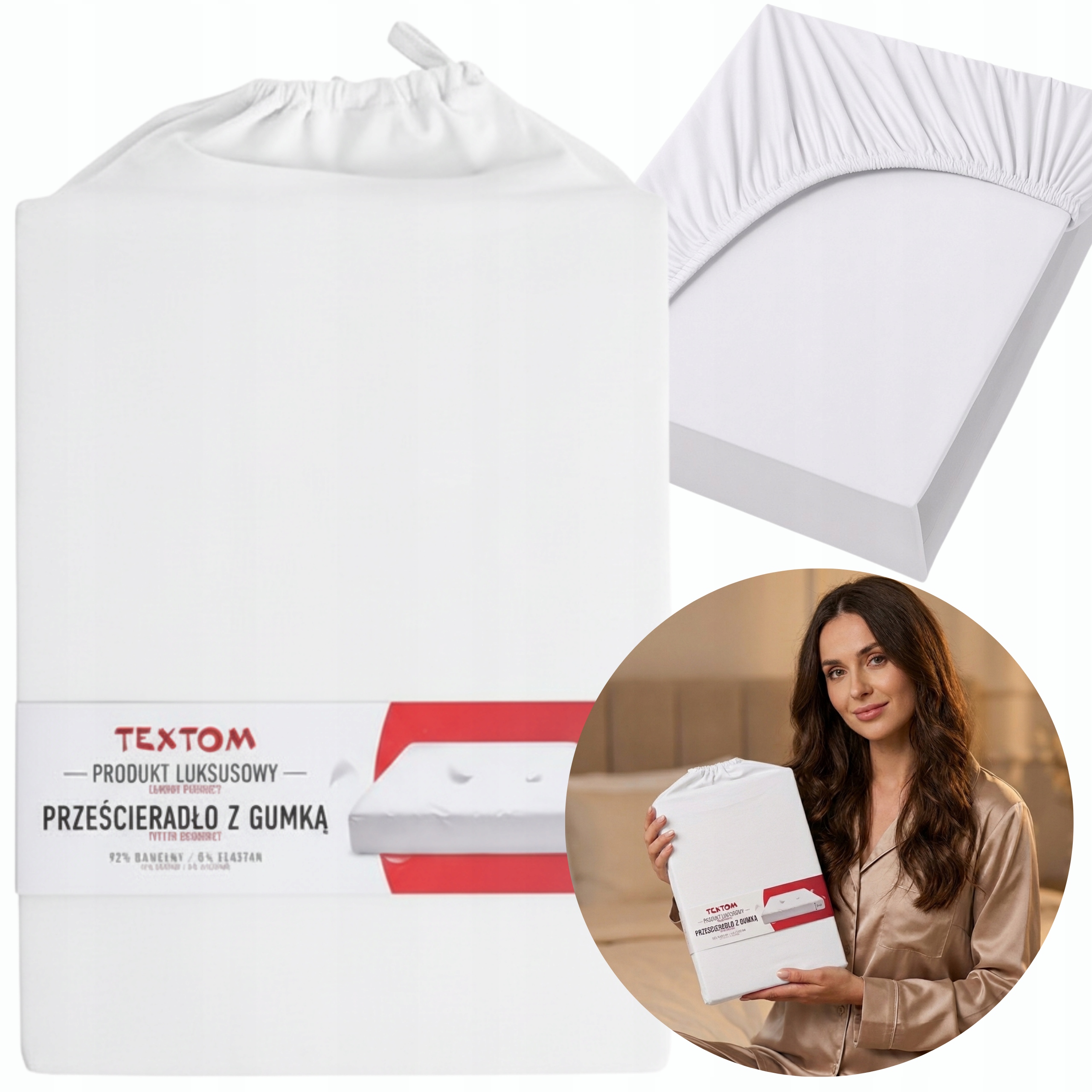 Prostěradlo s gumou 160 x 200 cm 35 cm Bílá Bavlna Elastan Pevné