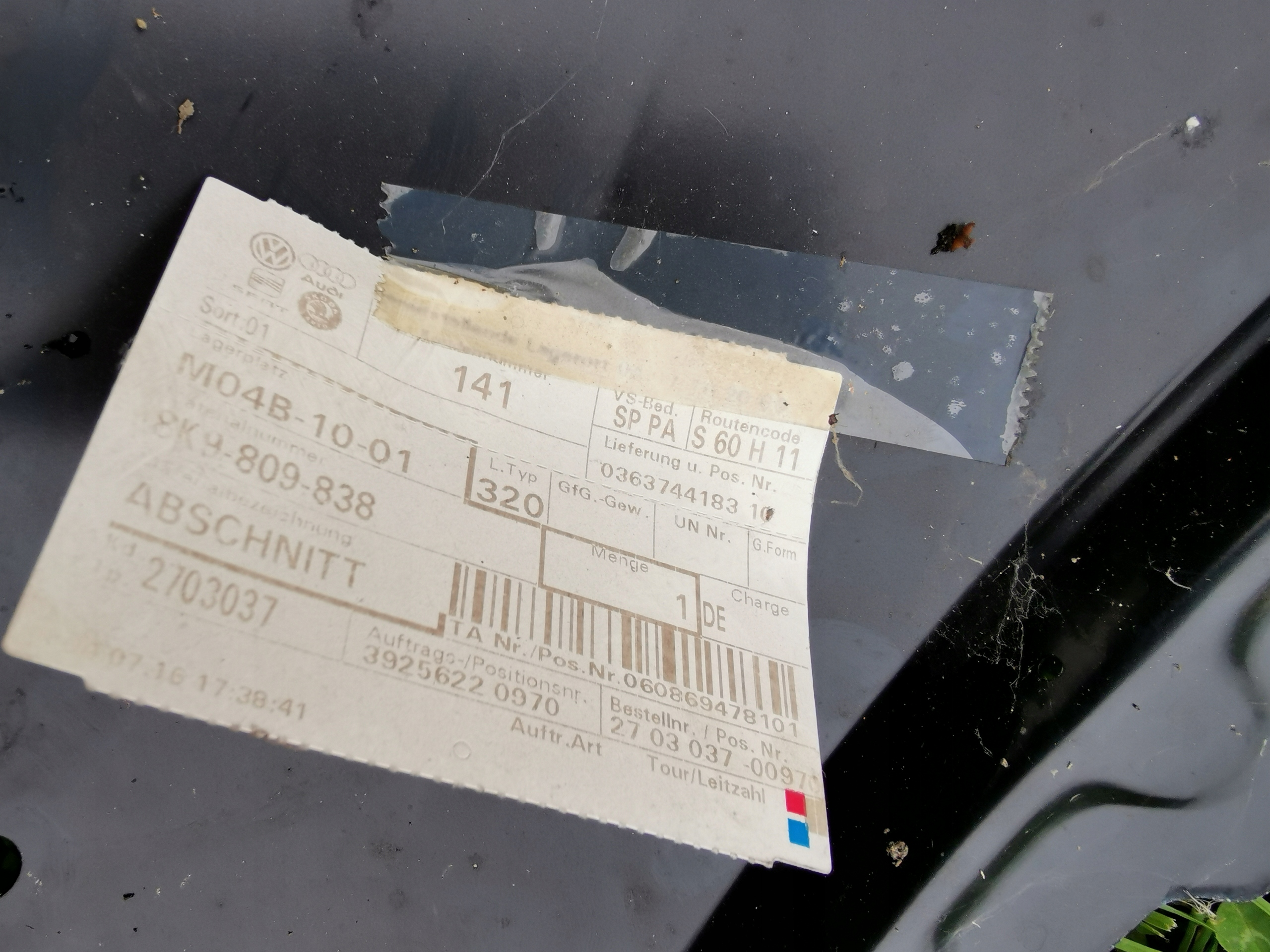 right rear fender Audi A4 8K B8 rear part threshold kombi