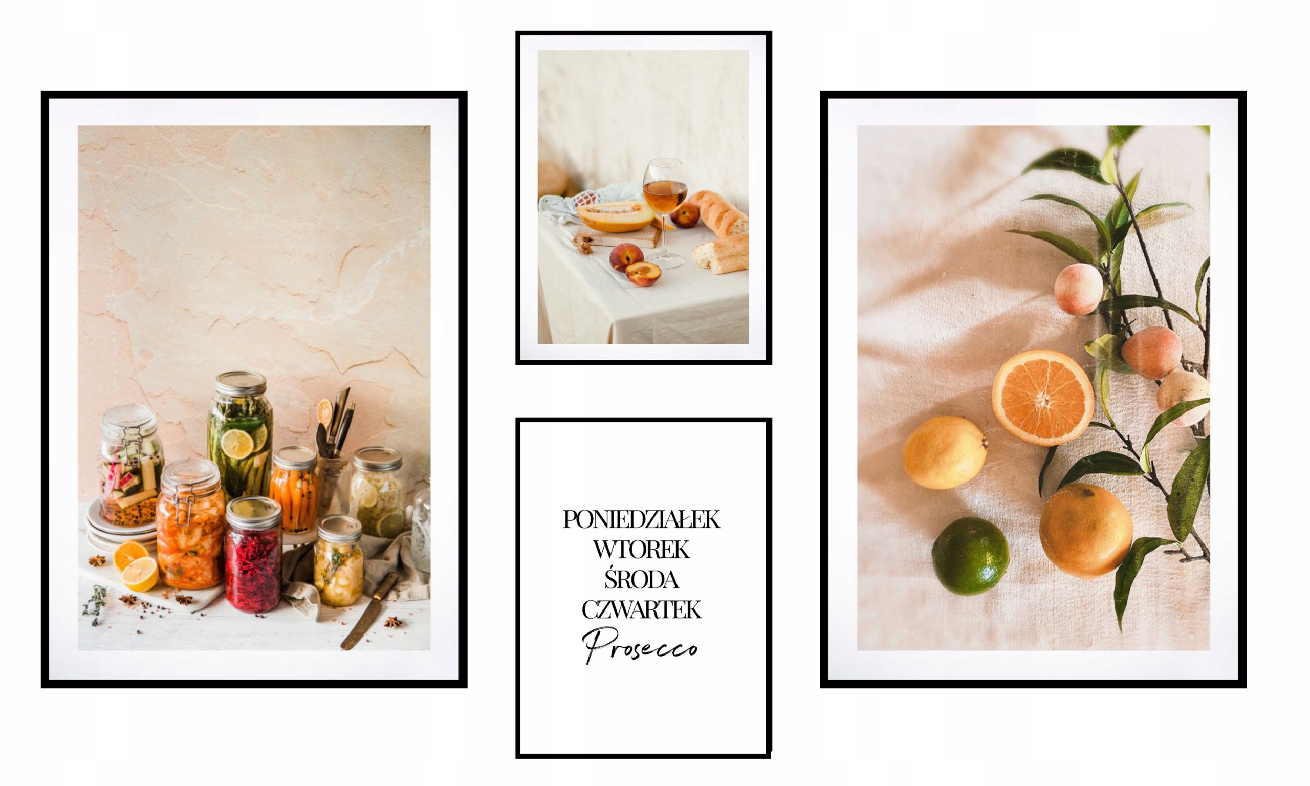 Zestaw kuchenny 4 plakaty prosecco weki do kuchni