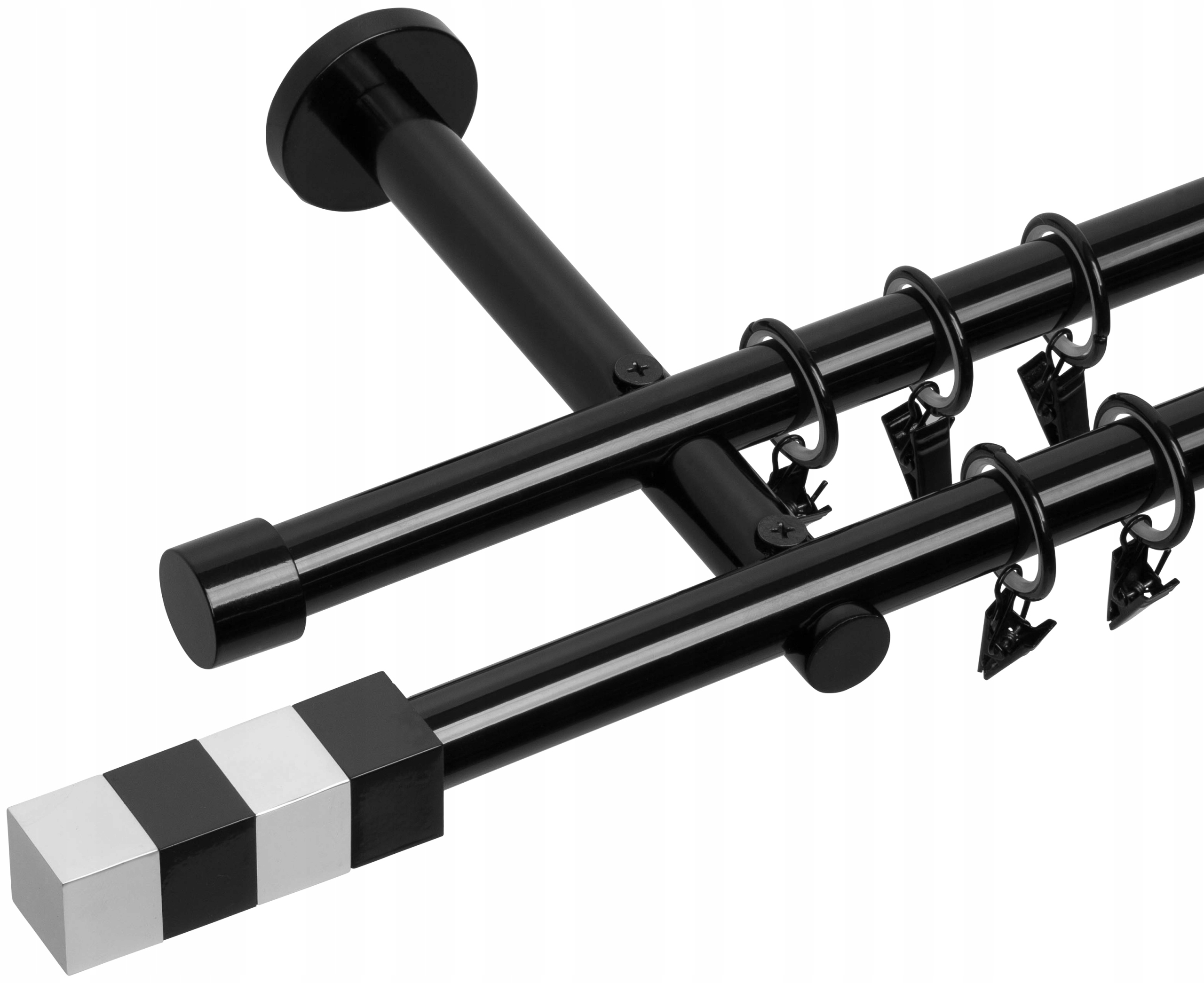 

Karnisz Podwójny Czarny Biały Połysk 19+19/120cm