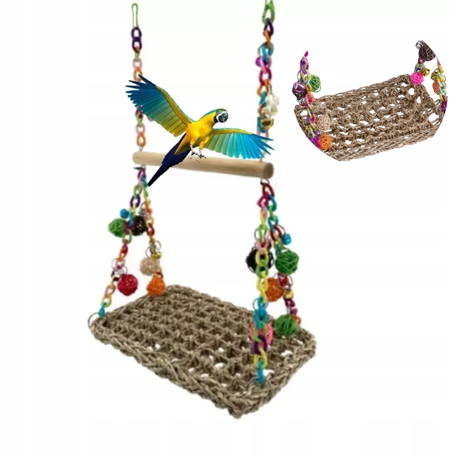 Levně Hračky pro ptáky, papoušky a ptáky, včetně houpaček, dřevěných hraček, doplňků