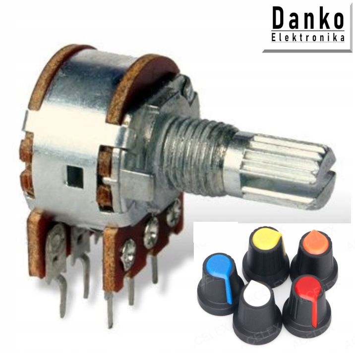 Potencjometr obrotowy podwójny 2x100K WH-148 x2szt