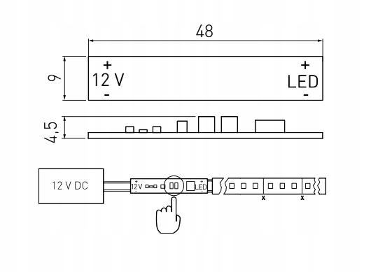 WŁĄCZNIK BEZDOTYKOWY DO PROFILI LED AE-WLPR-60 Kod producenta AE-WLPR-60