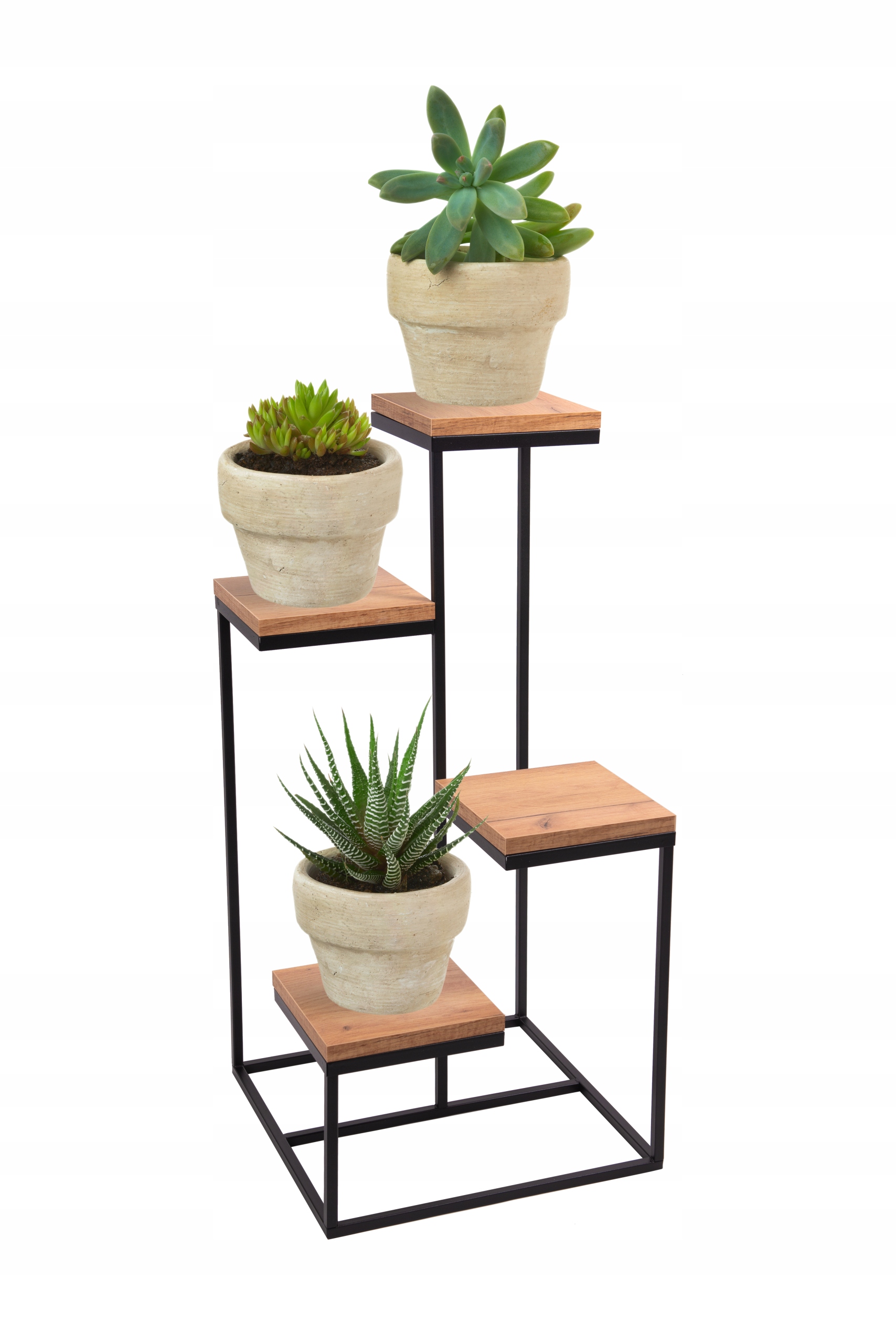 

Kwietnik stojak metalowy loft 4 donicowy dąb craft