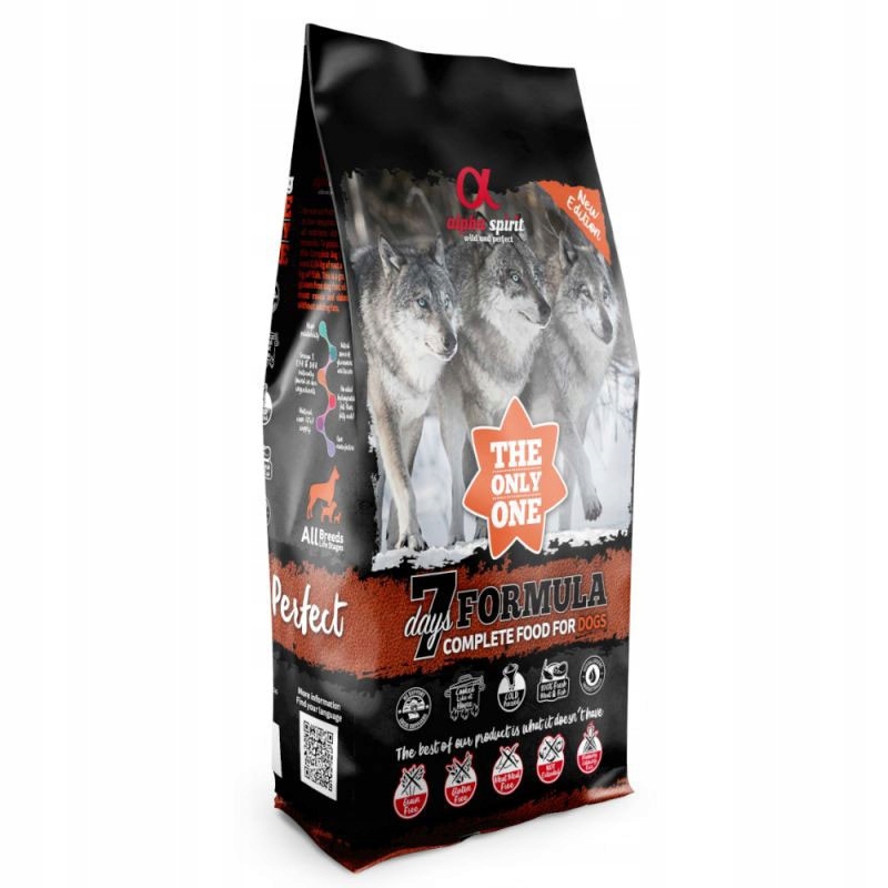 Levně Alpha Spirit 7 Days 12KG Suché Krmivo MIX Vepřového Masa Kuřecí Ryby Bylinky