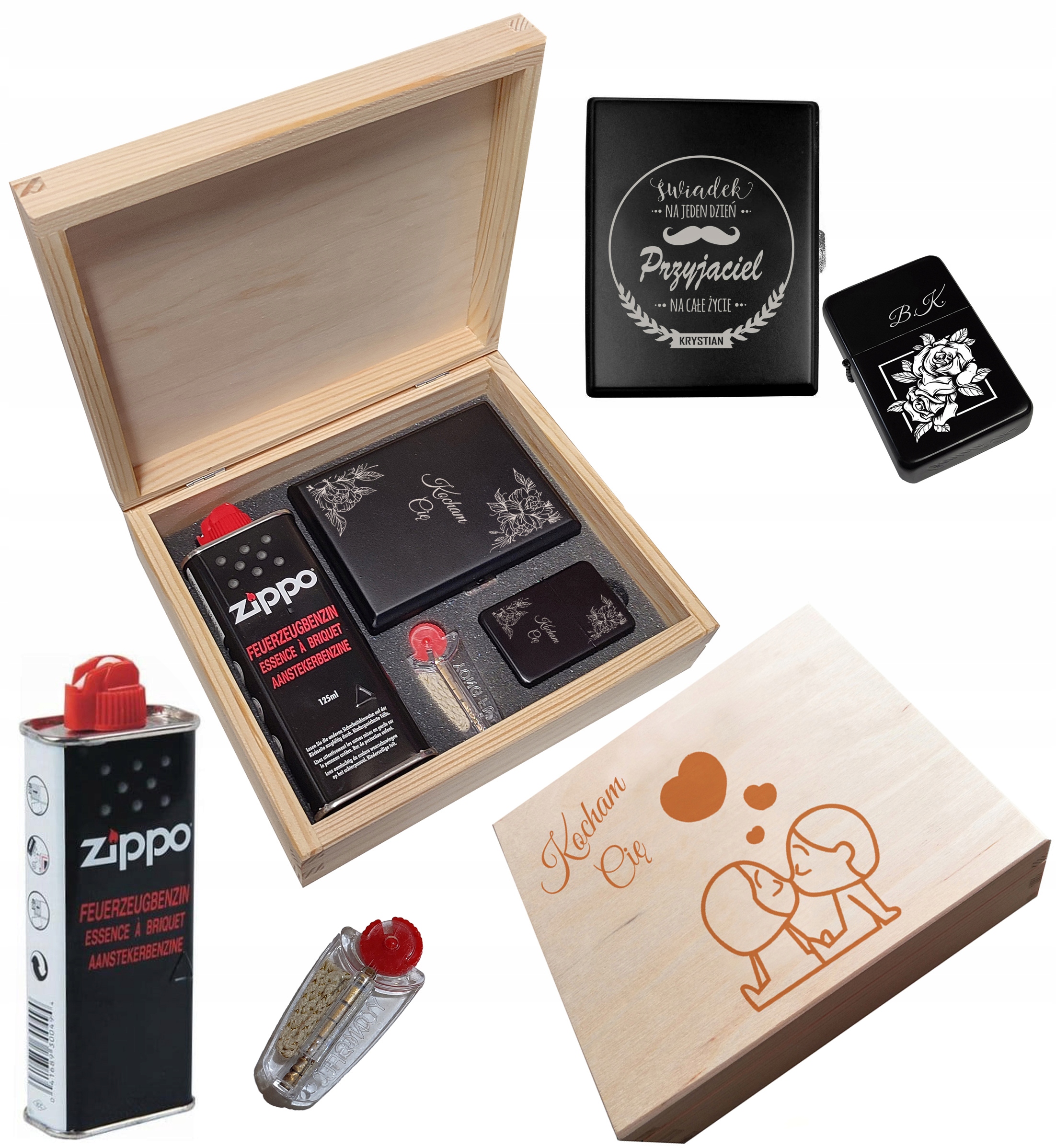 НАБОР БЕНЗИНОВАЯ ЗАЖИГАЛКА ПОРТСИГАР БЕНЗИН ZIPPO КАМНИ ГРАВЕР