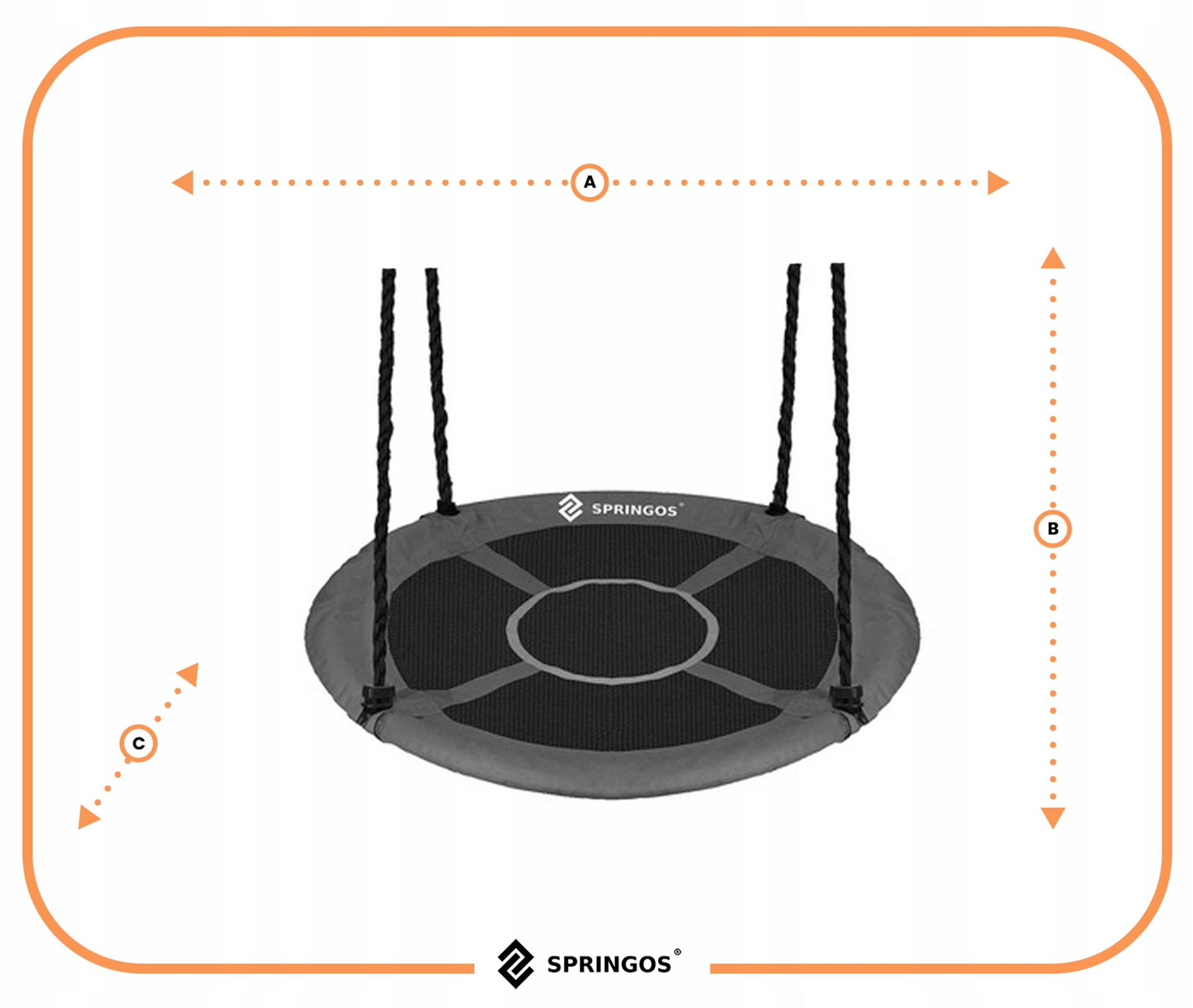 BOCIANIE GNIAZDO HUŚTAWKA OGRODOWA DLA DZIECI 110cm DUŻA MOCNA 150kg XXL Głębokość produktu 110 cm
