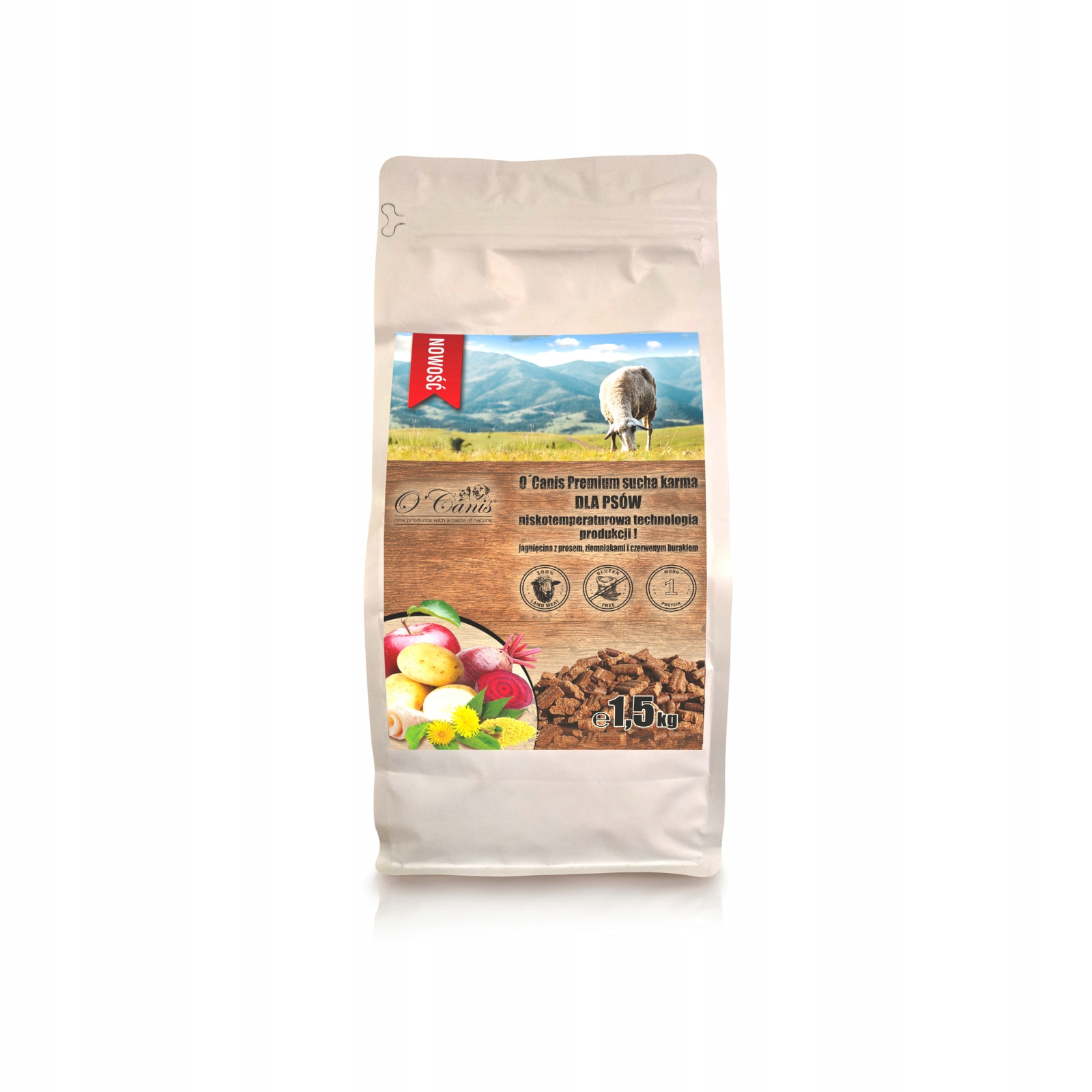 O'Canis za studena lisované krmivo pro psy jehněčí bez lepku 1,5 kg