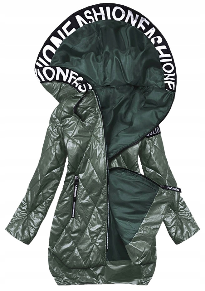 Dámská Bunda S Kapucí B8082 Zelená 48