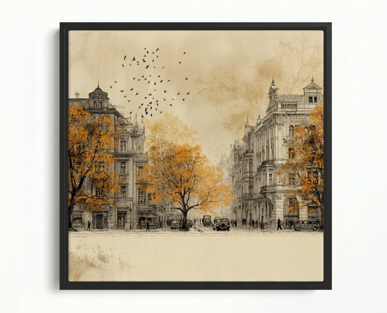Obraz Rám American Box Vintage Staré Město Podzim Retro Sepia 50x50