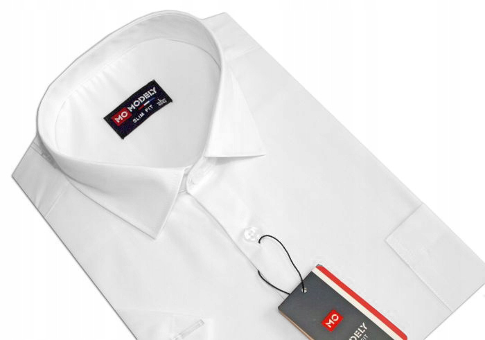 bb . Koszula męska KRÓTKI BIAŁA gładka SLIM 38/39