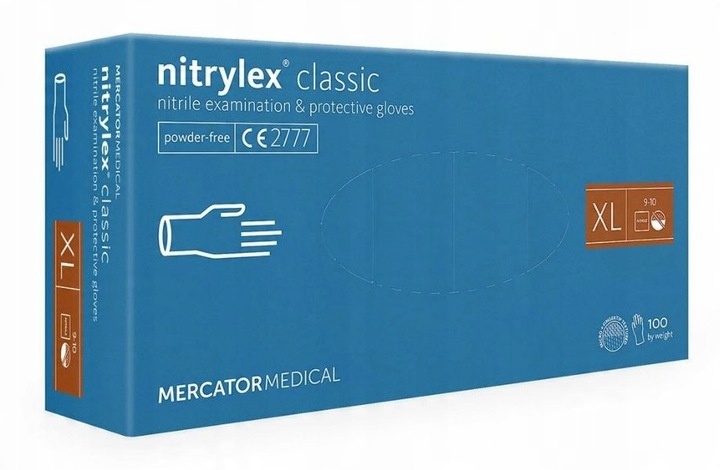 

Rękawiczki nitrylowe Bezpudrowe blue niebieskie XL