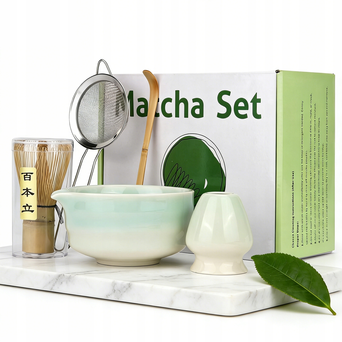 Dárková Sada Na Čaj Matcha Šálek Metla Podstavec Lžička