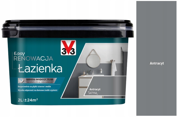 Easy Renowacja do łazienki V33 bariera wodoszczelna Antracyt 2L satyna