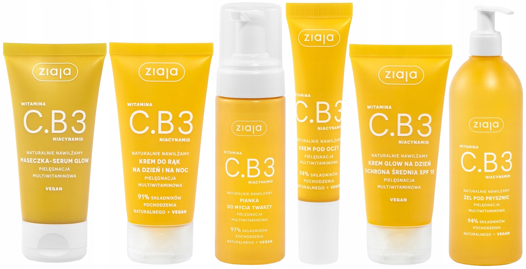 6 Elementów Ziaja Zestaw Kosmetyków C.B3 Wzmocnienie Blask Odmłodzenie