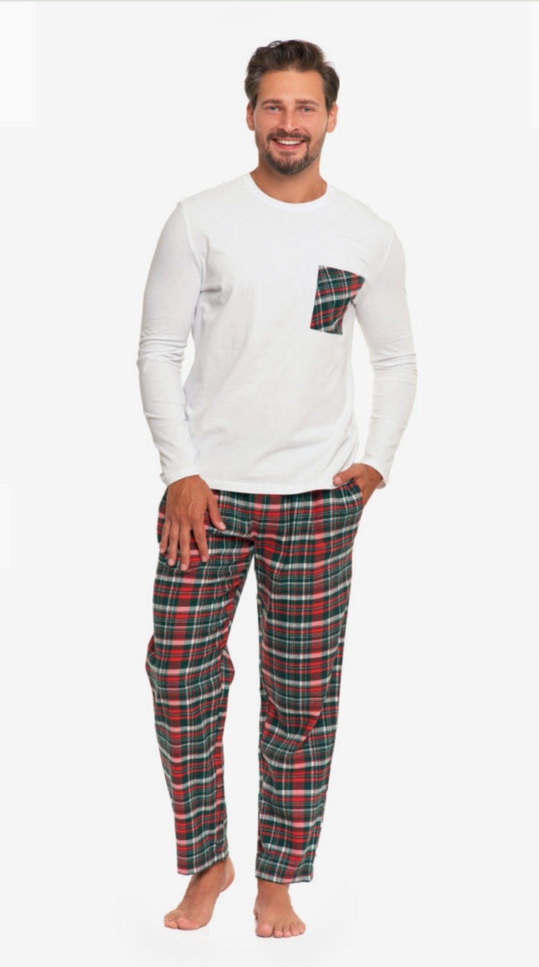 Pánské Pyžamo S Dlouhými Kostkovanými Kalhotami Dárek Klasické Moraj XXL