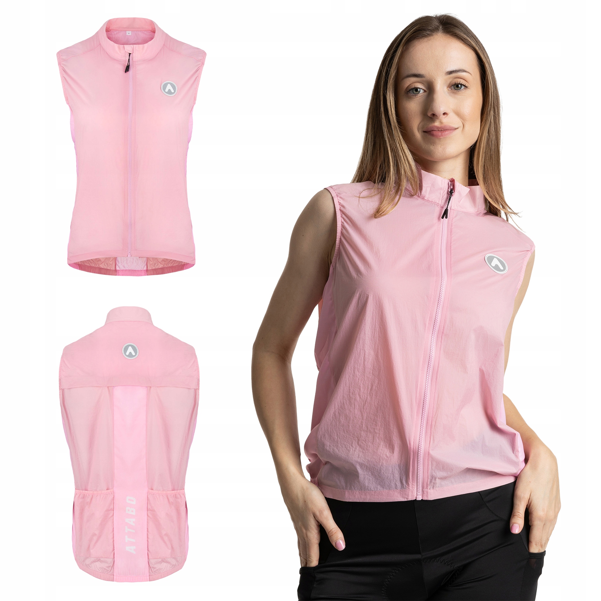 Kamizelka rowerowa damska Attabo Cahayo Vest Windproof różowy S