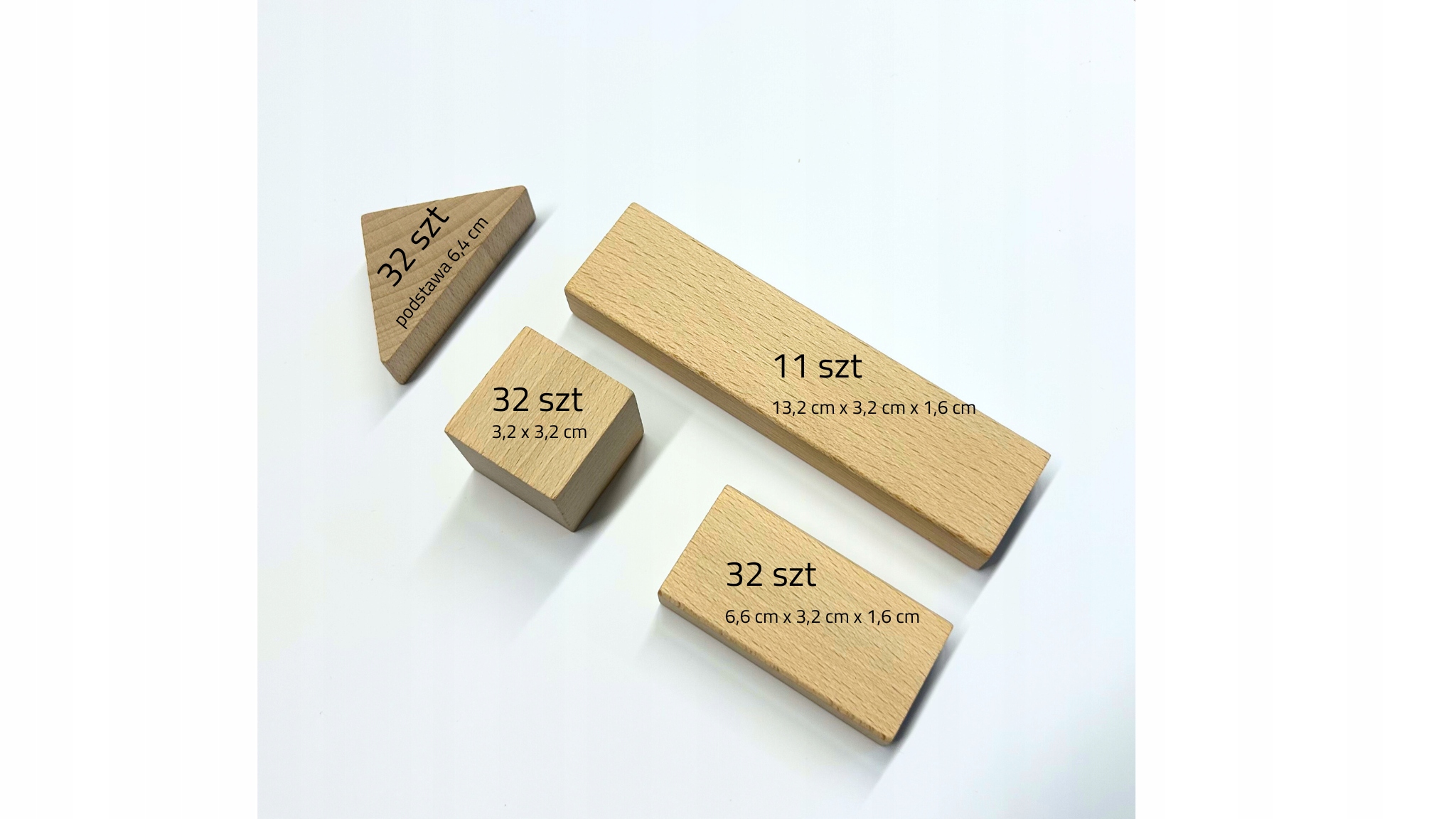 Zestaw xxl klocków bukowych - kolor naturalny Liczba elementów 107 szt.