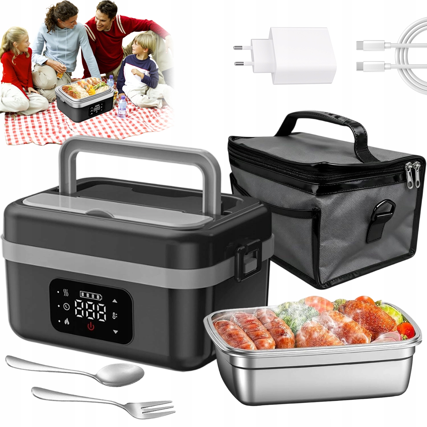 Elektrický Obědový Box Ohřívač Oběda Akumulátor 1.6 Ah Termotaška