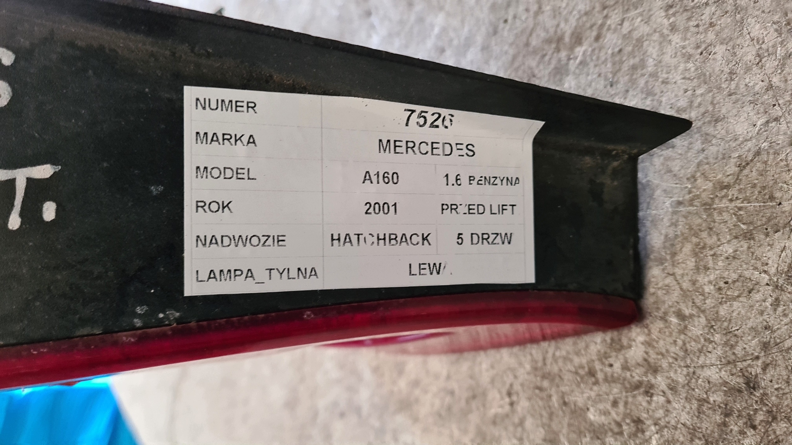Mercedes A160 light rear left